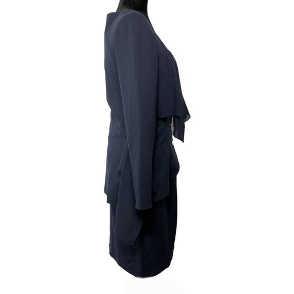 CHANEL - Wool Suit Cascade Jacket and Skirt - CC Buttons - Navy / Gold 36 US 6 - Picture 6 of 13